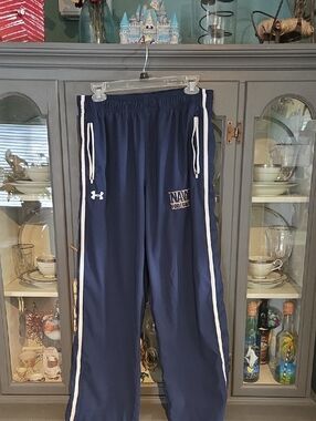 Under Armour Navy Track Warm-Up Pants with White Stripes
